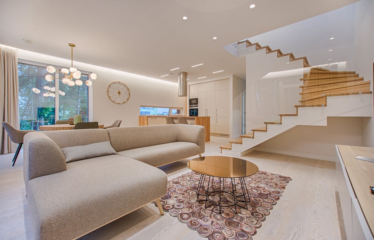 Bright, modern living room with natural light